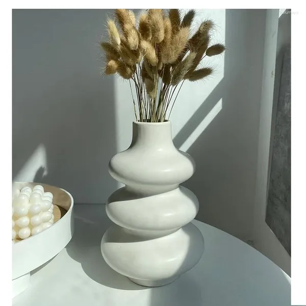 Вазы скандинавской круглой керамической вазы в форме кольца кольцо цветочный горшок домашний украшение аксессуары офис на рабочем столе интерьер