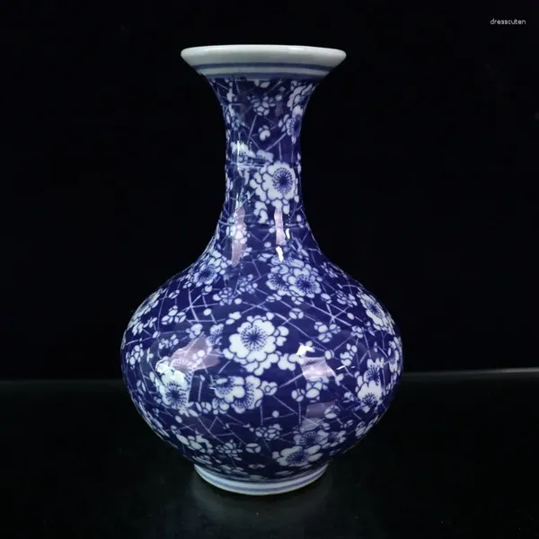 Dekorative Figuren Großhandel antike alte falsche blau -blau -prunus mume muster vase chinesische studien porzellandekoration Keramikhandwerk