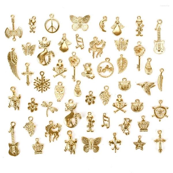Dekorative Figuren 50 Stcs/Set Style Antike Gold/Splitter/Bronze gemischte Charme Anhänger DIY -Schmuck für Halskettenarmbandhandwerk Hanging