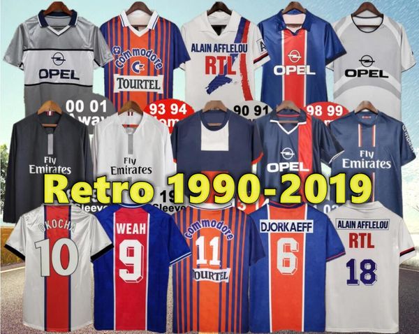 2000 2001 Jerseys de futebol retro de Okocha Mens Ronaldinho Ibrahimovic Leroy Home Blue Away Futebol Camisa Branca de Manga Longa de Manga Curta