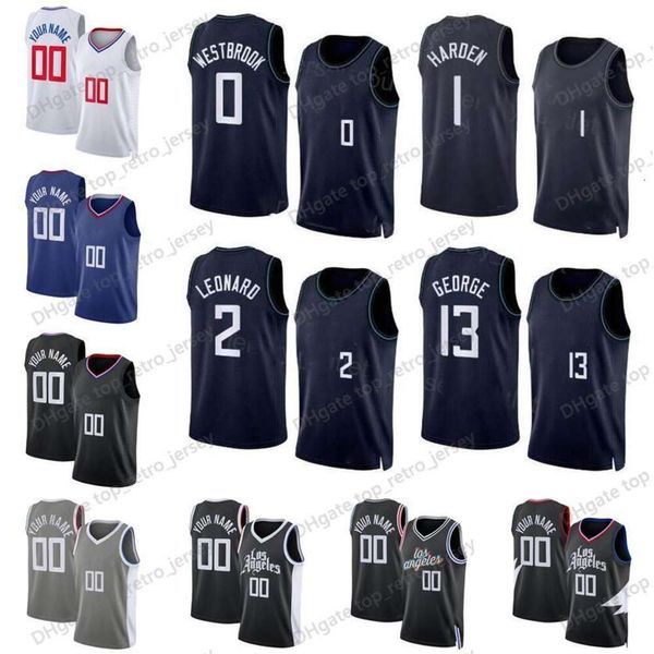 Maglie da basket personalizzate James Harden Paul George Kawhi Leonard Terance Mann 0 Westbrook S-XXL 2023-24 UOMINI DONNE DONNE RAGAZZO BLACK CITY JERSEY