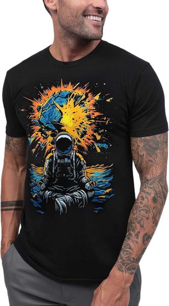 AM MENS DESENİ T-SHIRT S-4XL Serin Edge Psychedelic Tasarım Günlük T-Shirt Street Kostüm Kafatası