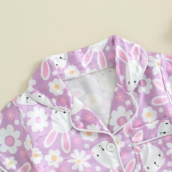 Roupas conjuntos de roupas para crianças de cetim pijamas de seda cetim pijamas de pásco