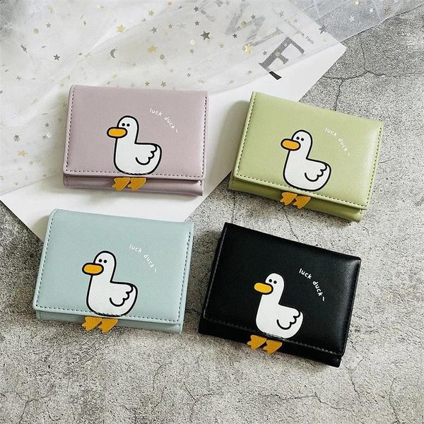 Portafoglio portafoglio cartone animato Luck Duck Women's Bank Card Holder Short Fild Clip Borse Cartera Mujeres Bolsas