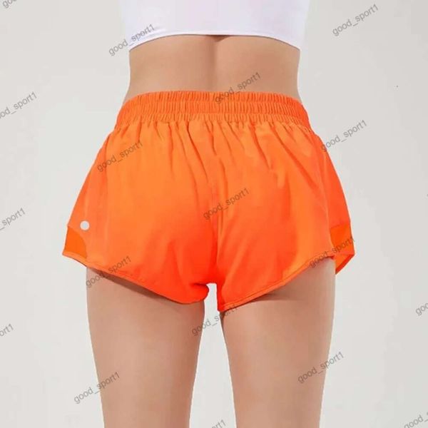 Lululemo Women Pant Hotty High High Welf Atletic Shorts con fodera e tasca con zip che corre palestra palestra sciolta Yoga Shots caldi sexy per estate Lululrmon Pant 371