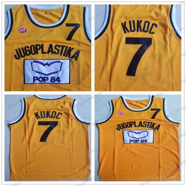 NCAA Jugoplastika Yugoslavya Avrupa #7 Toni Kukoc Jersey Sarı Erkek Dikişli Toni Kukoc Basketbol Forması Gömlekler S-XXL Hızlı Denizcilik