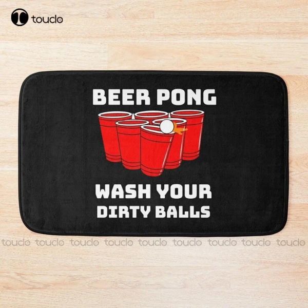 Tappetini da bagno divertenti birra pong sayin - lavati le palline sporche mate soft tappeto da bagno