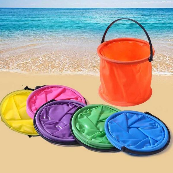 Sand Play Water Fun 12x14 cm faltbarer Sandeimer tragbares Gartenwerkzeug Sand Eimer Strand Wasserkampfaktivität Spielzeug leicht zu tragen für Familie und Kinderl2405
