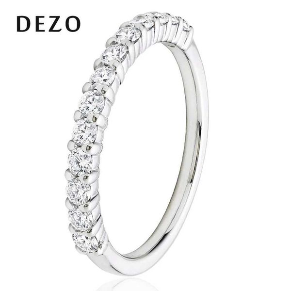 Обручальные кольца Dezo Полу молибдена Каменное кольцо 2 мм круглый срез VS D Цвет вечный женский обручение 925 стерлингового серебряного украшения Q240511
