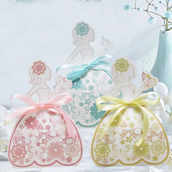 Geschenkverpackung 12pcs Braut Braut Hochzeitskasten Prinzessin Süßigkeiten Babyparty bevorzugt Schokoladendekorationspartyzubehör