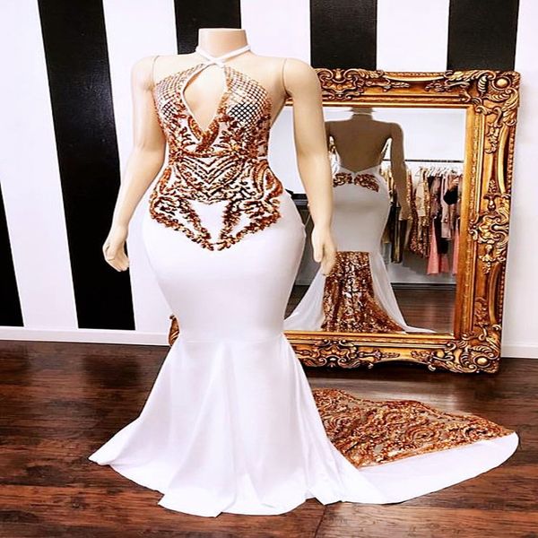 2021 taglie plus size arabe aso ebi sirena sirene sexy abiti da ballo sexy Halter backless satin sequenza formale di seconda reception dridesmaid gow 2914