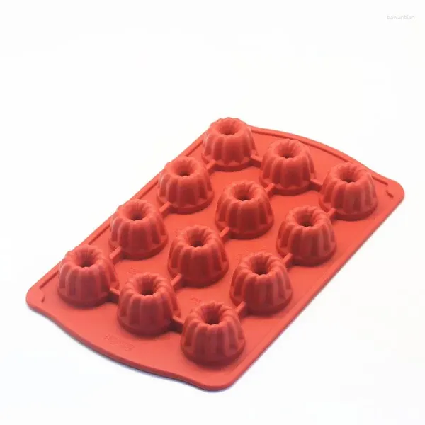 Backformen 1PC-Werkzeuge Lebensmittelqualität Silikonkuchenform Mini Savarin 12-Cavity Dessert 26,8 16,8 cm