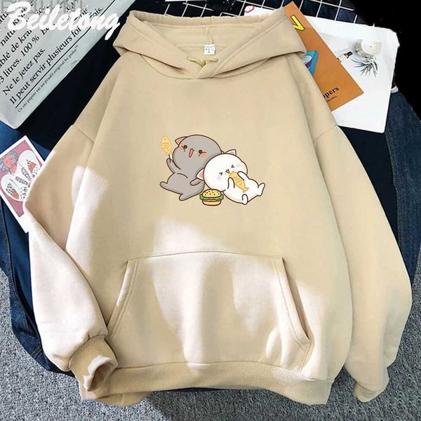 Herren Hoodies Sweatshirts Pfirsichkatze niedliche gedruckte Plus -Größe Hoodie Kleider Schöne Long Slve Männer Frauen Paar Sweatshirts Harajuku Unisex Strtwear T240510