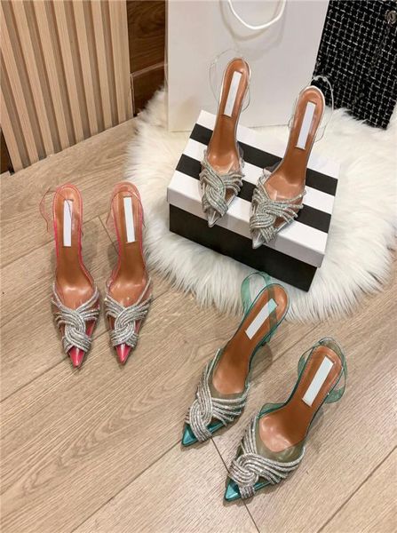 Crystal Diamond Chain Woman Dress Schuhe Pumpen PVC Sommerschuhe High Heels Party Prom Sandalen Größe 35413908589