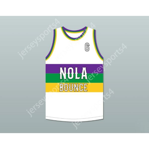 Custom qualsiasi nome Qualsiasi squadra Hot Boy Ronald 6 NOLA Bounce White Basketball Jersey All Cucited Times S-6XL di alta qualità