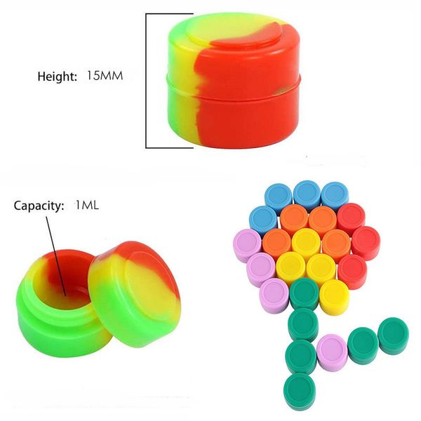 Mini colorato all'ingrosso Mini da 1 ml Contenitore in silicone di grado di gomma in gomma antiadere