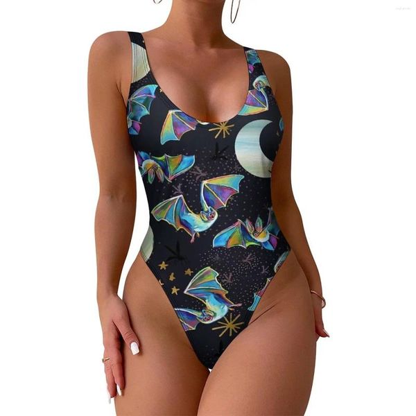 Momento de banho feminina Cute Bat Swimsuit Animal One Piece Push Up