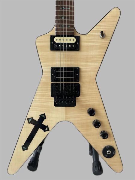 Горячий южный крест Dimebag Darrell 333 Flame Maple Natural Flight V ЭЛЕКТРО Гитара Абалонекросс Инвайт, мост Флойд Роуз Тремоло