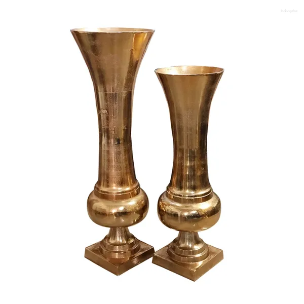 Vasen Gold Metall Trompete Vase Hochzeit dekoratives Aluminiumboden große Größe moderne Plattierblumen Anzeige