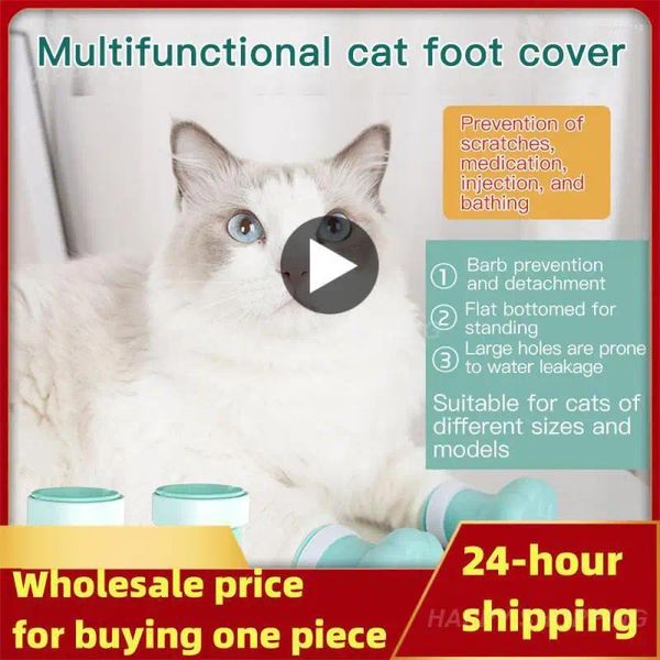 Katzenkostüme Klauenschutzbad Fütterung Badeschuhe Fußabdeckung Anti-Kratzer für Katzen Haustier-Pflege-Silikon-Nagelstiefel