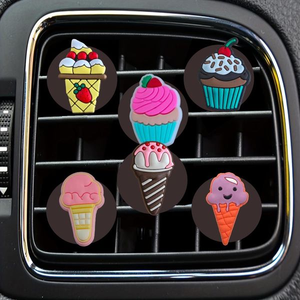 Innenarchitektur Eis. Ice Cream Theme Cartoon Car Air Entlüftungsclip -Auslass pro Conditioner -Clips für Bürogeborene Erfrischungskonditionierungsreste otdyq