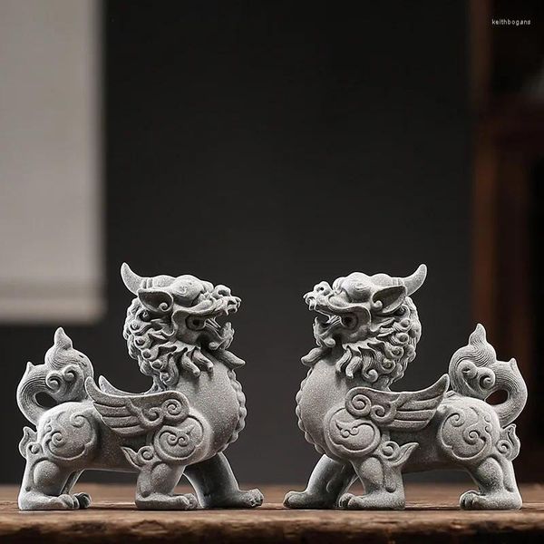 Figurine decorative in stile cinese casa ornamento portico ornamento qilin office ufficio soggiorno artefatto in pietra