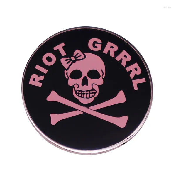 Spettame Riot Grrrl Pin Pin rosa gotico nero con ossa croce Balcia punk femminista