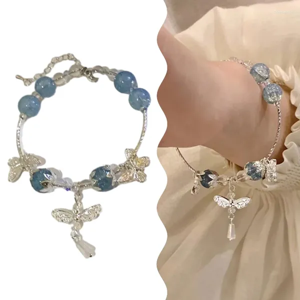 Bracciale in stile cinese a farfalla fresca a sospensione di perline di perline di perline di perline Bracciale in vetro vintage per donne Regali di gioielli retrò