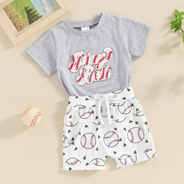 Kleidungssets Kleinkind Baby Boy Sommer -Outfit bringen mich zum Ballspiel T -Shirt Tops Baseball Print Shorts Süßes Kleidungsstück