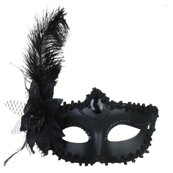 Forniture per feste Venezia per adulti mascherata da principessa maschera femmina a mezza faccia sexy fiore di struzzo piuma