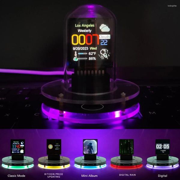Столовые часы трекер цены.Программная будильница Nixie с разноцветными огнями RGB и метеостанцией Wi -Fi.DIY GIF -анимация