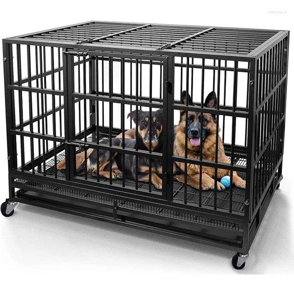 Hundebekleidung Otaid 48 Zoll Heavy Duty Crape Cage Zwinger mit Rädern hoher Angst unzerstörbarer robuster Schleusen Design