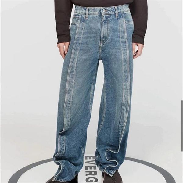 Patchwork Jeans Männer Frauen beste Qualität locker gelegentlich gewaschener Jeanshose Schwarz Weiß