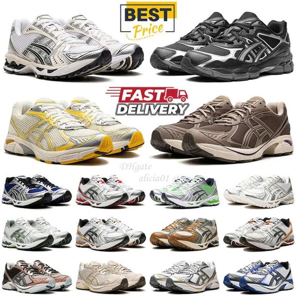 2024 Designer Männer Frauen Running Schuhe Gelnyc Graphit Auster Gray GT2160 Kayanos14 Creme Solar Power Haferhafer Pure Sier White Orange Herren Trainer