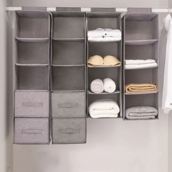 Caixas de armazenamento cabides de caixas Organizador de parede pendurando roupas domésticas prateleiras de armário de guarda -roupa gaveta