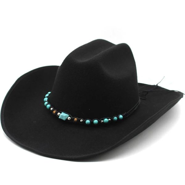 9,5 cm Big Bim Western Cowboy Hut Curled Belt Accessoires Filzhüte Nationale Style Wear Performance Jazz Hut Tide