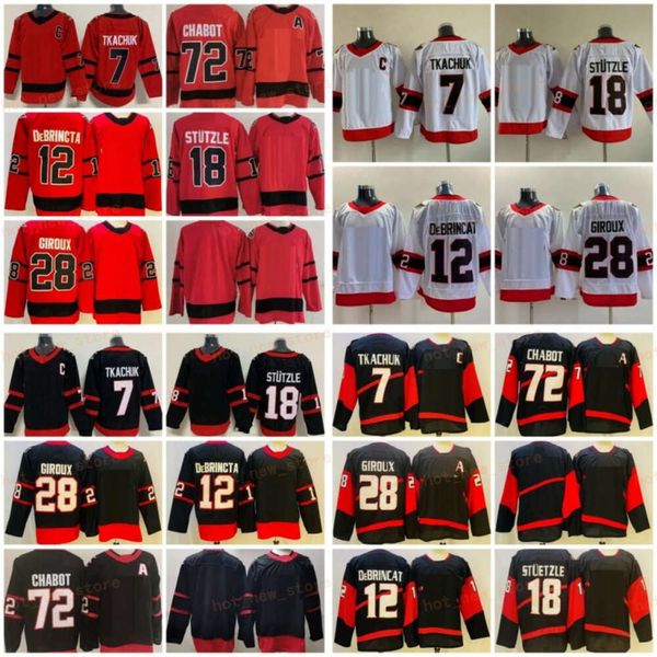 Reverse Retro 2.0 Hockey -Trikots Black 7 Brady Tkachuk 12 Alex Debrincat 28 Claude Giroux 72 Thomas Chabot 18 Tim Stutzle Alternative Stick -Jersey -Herren