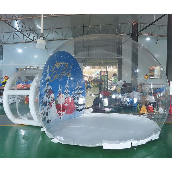 На открытом воздухе фото снято надувное куполовое пузырьковая палатка, рождественский надувный снежный глобус с пузырьком туннеля диаметром 4 м+1,5 м