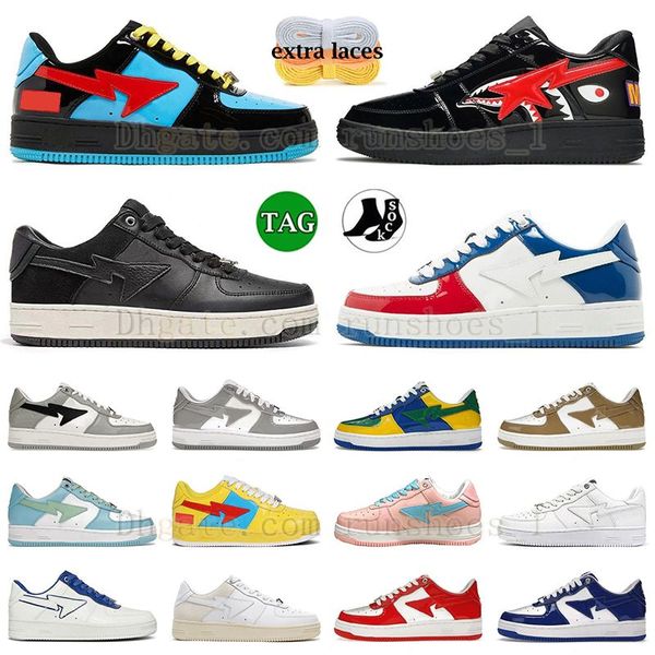 2024 Novo Schuhe Patent Leather Panda Sapatos casuais Bloco de tubarão Esportes Itália Sta Spider Tubar