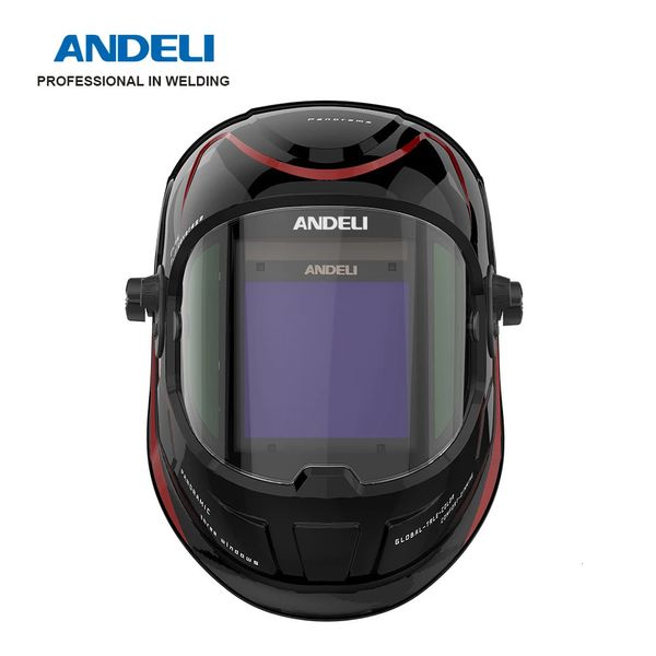 Maschera Andeli 100*95mm Maschera grande Visualizzazione Auto Darkening Welding Casco True Color Din4 1112 Maschera di saldatura per Tig Mig MMA Cut 240422