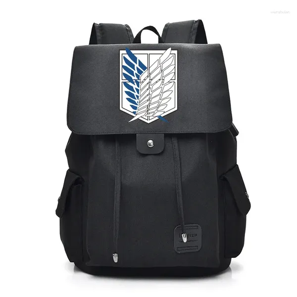 Backpack Attack On Titan Flower USB Port Computer Book Rucksack School Student School Casual Bag para meninos garotos de viagem Mochila
