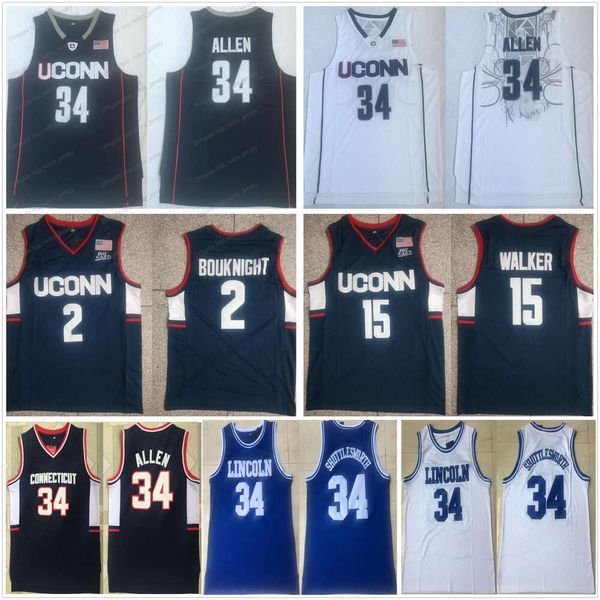 NCAA Connecticut Huskies College Ray 34 Allen Maglie Jesus Shuttlesworth Lincoln High School Basketball Uconn Huskies Kemba 15 Walker 2 James Bouknight Shirt