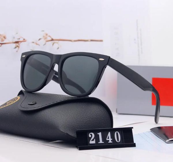 Rao Ben Classic Brand Wayfarer Luxus Square 2140 Sonnenbrillen Männer Acetat Rahmen mit Ray Black Linsen Sonnenbrille für Frauen Schildishell Farbe mit Box