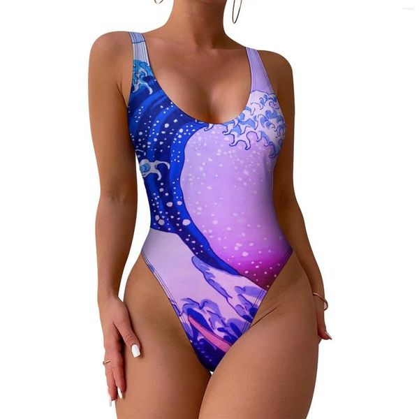 Swimwear femminile grande ondata da kanagawa costume da bagno sexy giapponese arte signore un pezzo estetico costumi da bagno piscina push up beach wear