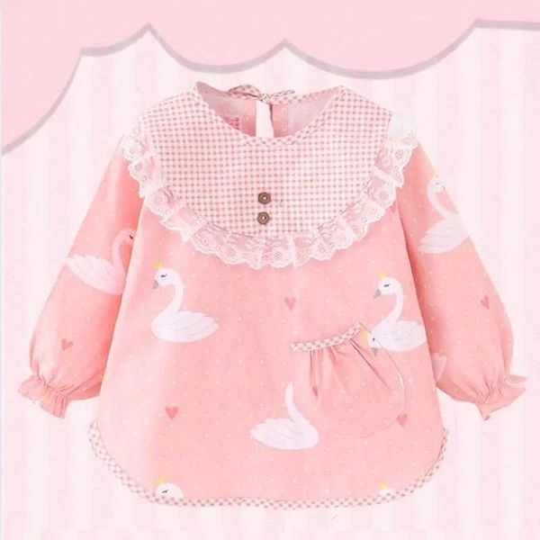 Bibs burp panni simpatici cartone animato bavasola per babine burp burp burp burp abbigliamento per bambini a maniche lunghe pizzo rosa alimentare bavaglini d240513