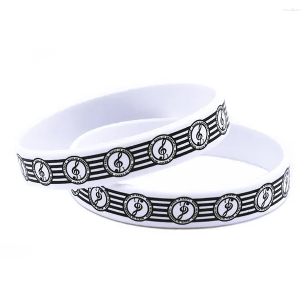 Braccialetti Charm 50 PC Musica Nota Silicone Bracciale in gomma Student Bracciale White Stamped Logo