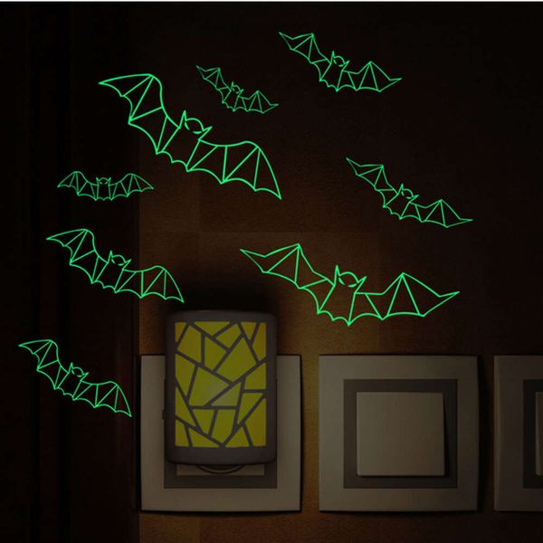 Halloween 3d Night Glow Bat Wall 12pcs Party Scene Decoration Stickers