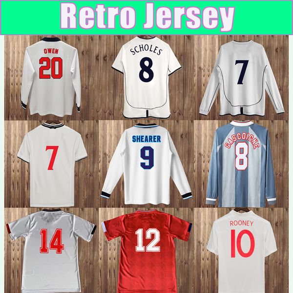 1989 2012 Shearer Mens Retro Soccer Maglie Owen Southgate Sheringham Scholes Gerrard Rooney Gascoigne Away Away Shirts Football