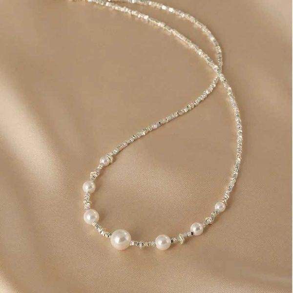 Подвесные ожерелья Minar ins Fashion Freshwater Pearl Strand Beadered Ожерелья для женщин с серебряной покрытием медной коляской коля