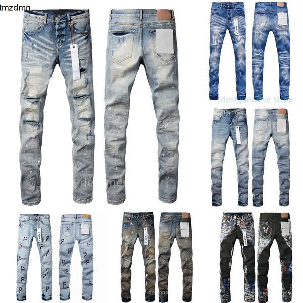 Purple Jeans Man Designer Mens Brand Jeans Black White Skinny Luxury Jean Pan